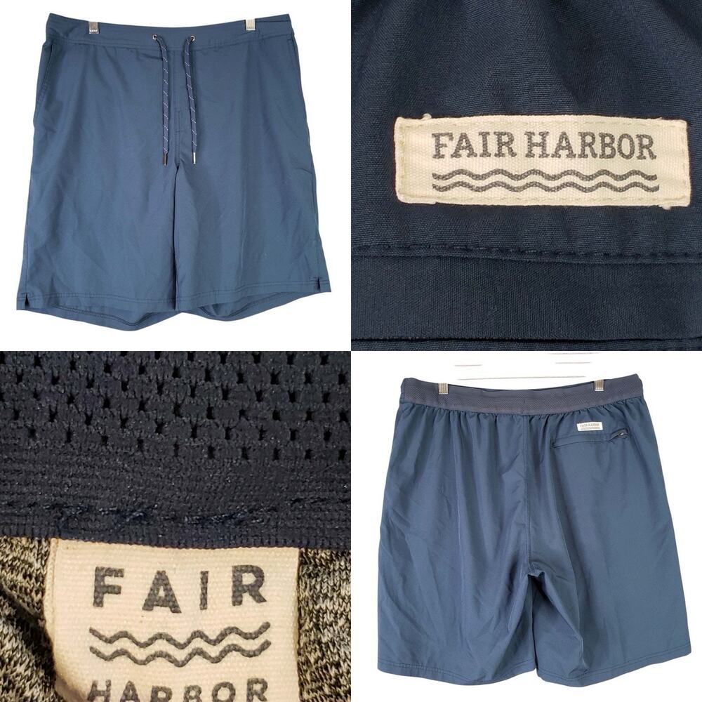 Fair Harbor Swim Short Men's Size XXL Lined Drawstring Blue Lined Drawstring